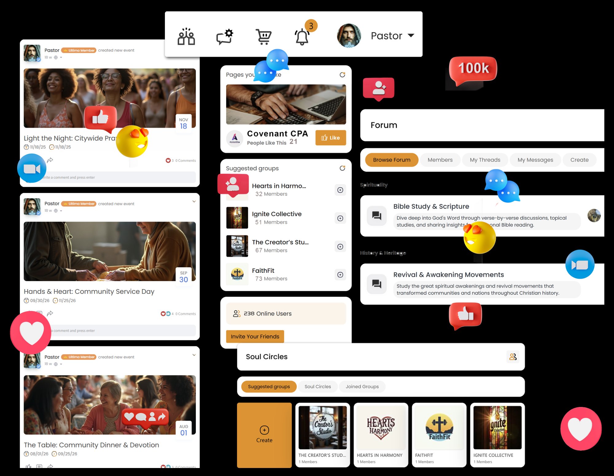 Private community feed preview